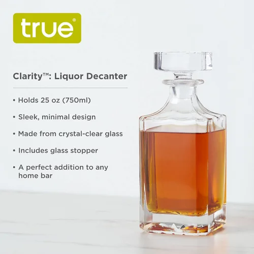 Miniatura 2 de True Clarity - Decantador de whisky con tapón, decantador de licor de vidrio para bourbon, escocés, vodka, licores, artículos esenciales de la cueva
