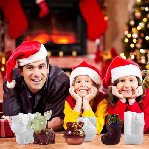 Miniatura 3 de 3 moldes de resina de Navidad, adornos de Navidad 3D, moldes de silicona para hacer velas de Navidad, moldes de fundición de epoxi para bricolaje