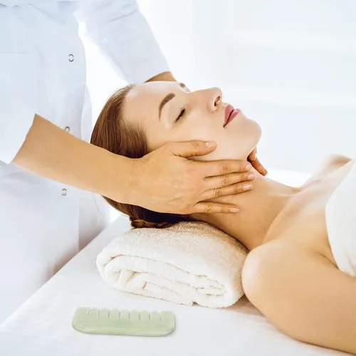 Miniatura 7 de Geiserailie 2 piezas de peines de jade, suministros de esteticista para masaje, piedra de masaje, Gua Sha, raspado del cuero cabelludo, herramienta