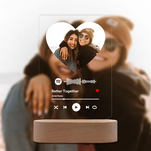 Miniatura 6 de Placa de acrílico de portada de canción y fotografía personalizada de mejores amigas por siempre, álbum de acrílico; regalo ideal para mejores Para
