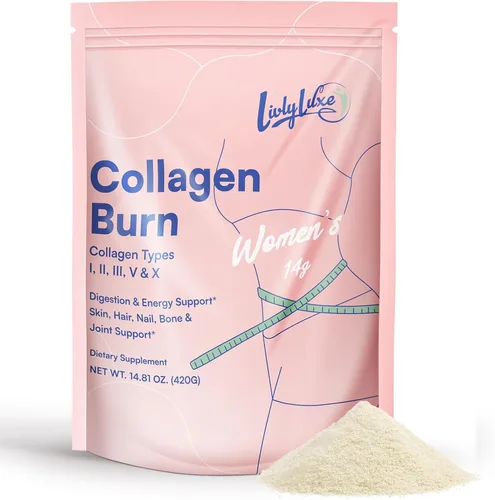 LivLyLuxe Polvo de Colágeno Burn para Mujeres - Suplementos para Bajar de Peso para Quemar Grasa del Vientre, Potenciador del Metabolismo, Diseñado