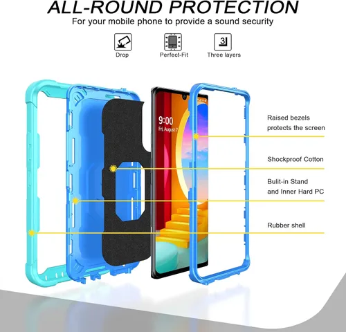 Miniatura 4 de Asuwish Funda para teléfono LG Velvet 5G/LG Velvet Verizon G5 UW T-Mobile 2020 con soporte de anillo a prueba de golpes, cuerpo completo, accesorios