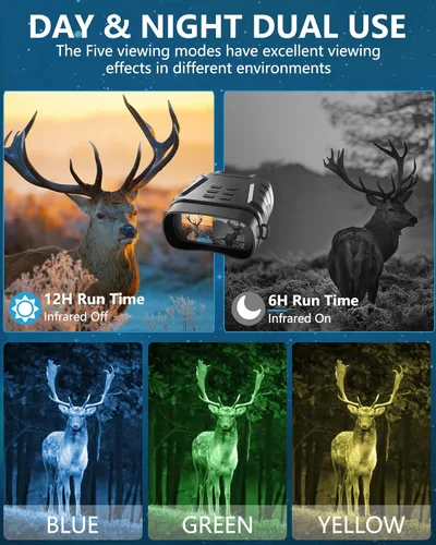 Miniatura 4 de Gafas de visión nocturna, prismáticos de visión nocturna infrarroja 4K para adultos, pantalla grande de 3 pulgadas, zoom digital 8X, luz IR