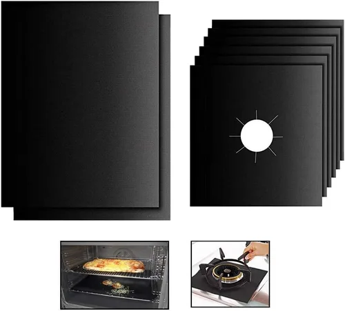 BOMJJOR - Juego de 8 fundas de revestimiento para horno y quemadores de estufa, protectores de gas reutilizables de 10.6 x 10.6 pulgadas, cubierta