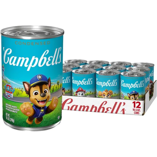 Sopa condensada Campbell’s para niños, pasta Paw Patrol de formas impresionantes con pollo en caldo de pollo, lata de 10.5 onzas (paquete de 12)
