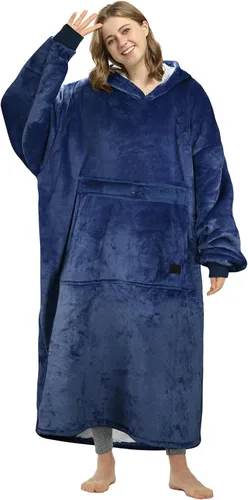 Miniatura 9 de Catalonia Sudadera extragrande tipo manta con capucha, sudadera de sherpa portátil para adultos, hombres y mujeres