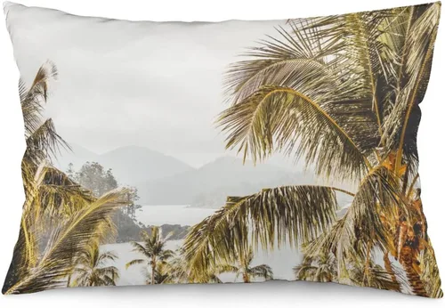 Miniatura 13 de Protector de almohada de playa con palmeras tropicales de 16 x 14 pulgadas, palmeras de playa, paisaje marino costero, decorativo, rectangular