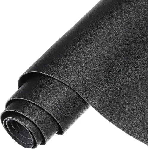 PATIKIL Tela de piel sintética sintética, 2 yardas, 72 x 54 x 0.04 pulgadas, textura de cuero sintético, hojas para bolsas, manualidades, color negro