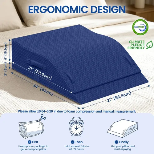Miniatura 2 de Almohadas de elevación para piernas después de cirugía, almohada de cuña ajustable de espuma viscoelástica para lesiones o descanso, almohada