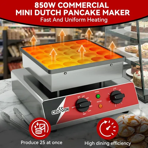 Miniatura 6 de CROSSON Mini máquina para hacer panqueques, 25 unidades de 1.693 in de diámetro holandés para panqueques, parrilla antiadherente de acero