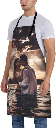 Miniatura 3 de Delantal personalizado para adultos, delantales personalizados con bolsillos, añade tu logotipo y foto, delantal impermeable ajustable personalizado