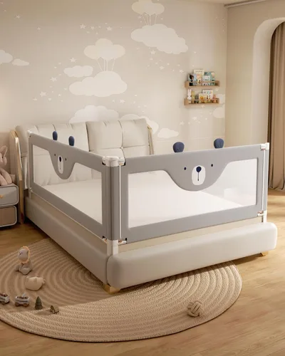 Miniatura 12 de Barandilla protectora para cama de bebé para niños pequeños, rieles reforzados de 54 pulgadas para cama completa con altura ajustable, barandilla