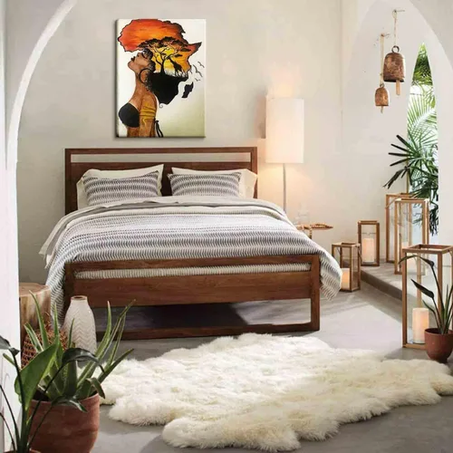 Miniatura 2 de Arte de pared enmarcado afroamericano, póster de mujer africana nostálgica, pintura en lienzo, niña negra, abstracto, puesta de sol, paisaje