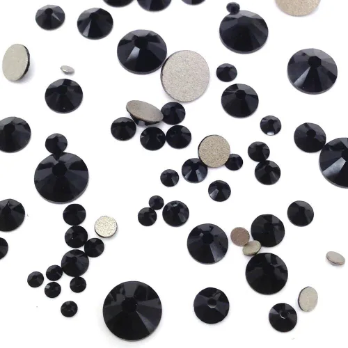 JET (280) negro 144 piezas Swarovski 2058/2088 Crystal Flatbacks diamantes de imitación negros mezclados con tamaños ss5, ss7, ss9, ss12, ss16,