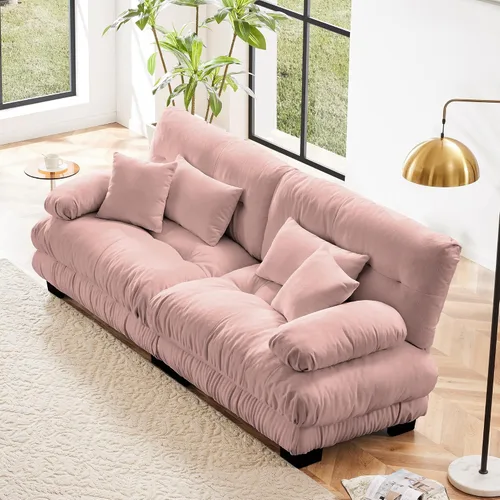 Miniatura 37 de Otomana beige para sofá modular modular, sofá individual, asiento otomano para sofá modular convertible, sofás de terciopelo para sala de estar
