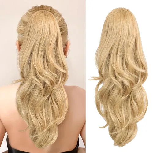 Extensión de cola de caballo rubio, extensión de cola de caballo con cordón de 20 pulgadas para mujeres, extensiones de cabello de cola de caballo
