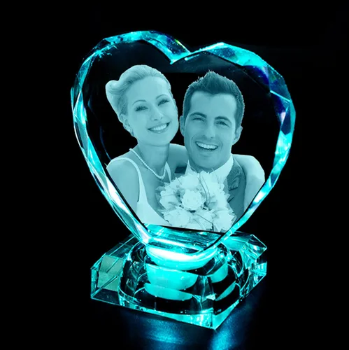 Foto de cristal 3D con luz grabada con láser 3D, regalos personalizados para mujeres, ella, él, mamá, pareja, novia, regalos de aniversario,