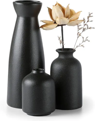 Miniatura 10 de CEMABT Jarrones de cerámica naranja juego de 3 pequeños jarrones de flores para decoración, decoración rústica moderna de granja para el hogar