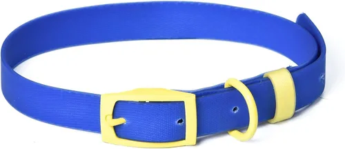 Miniatura 2 de Wags & Wiggles Collar de perro de PVC impermeable, azul marino y amarillo, totalmente impermeable para uso en piscina, lago y playa, correa