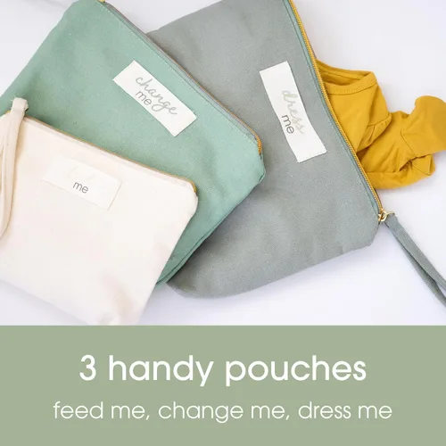 Miniatura 2 de Pearhead Mommy and Baby Things Pouch Set, Canvas Zipper Organizer Bags for Diaper Bag and Travel, Cosmetic and Makeup Bag for Mom