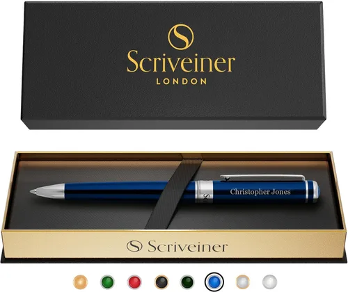 Miniatura 16 de Bolígrafo laqueado en negro Scriveiner - Impresionante pluma de lujo, chapado en oro real, repuesto Schmidt de tinta negra, el mejor juego de regalo