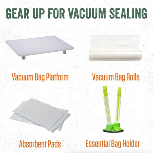 Miniatura 7 de LEM Productos MaxVac 500 Máquina selladora al vacío, selladora al vacío de aluminio resistente para almacenamiento en congelador, incluye soporte