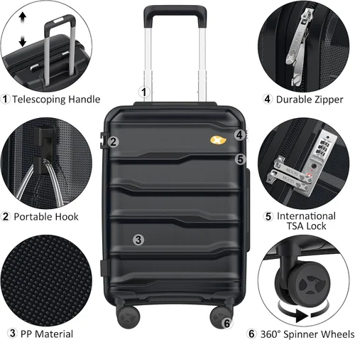 Miniatura 4 de MGOB Equipaje de mano, Negro -, Hardside