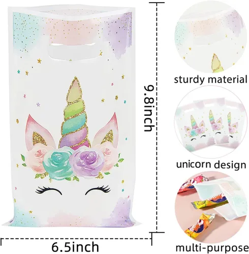 Miniatura 2 de DaiUni 30 piezas de bolsas de unicornios, bolsas de regalo de fiesta con asas para cumpleaños de niños