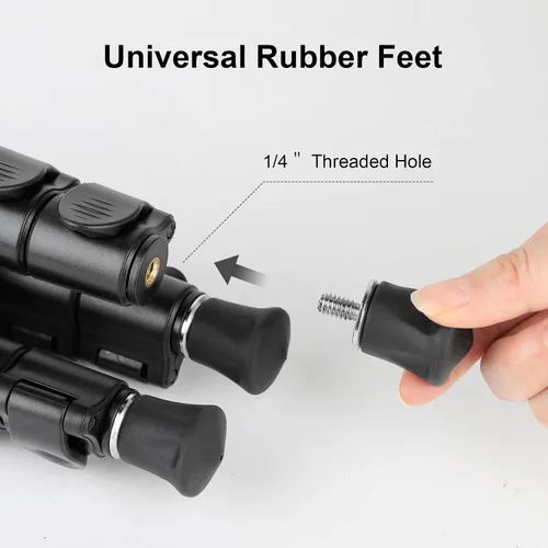 Miniatura 3 de Nineigh 3 patas de trípode con rosca de 1/4 de pulgada a 20, pie de goma antideslizante universal y picos de acero inoxidable, compatibles