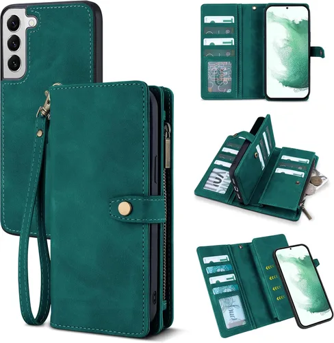 Miniatura 9 de TwoHead Funda tipo cartera para Samsung Galaxy S22 Ultra con tarjetero y funda magnética desmontable, funda de cuero con protección completa