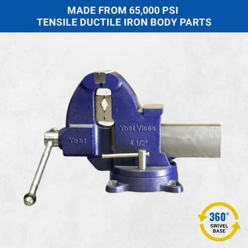 Miniatura 5 de Yost Vises - Tornillo combinado 32C, ancho de mandíbula de 4.5 pulgadas, resistente para tubería y tornillo de banco, agarre seguro con base