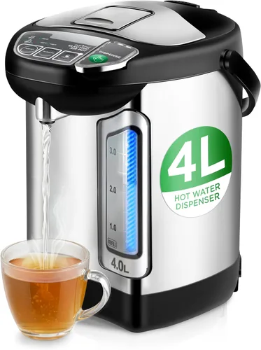 Miniatura 13 de NutriChef Hervidor Eléctrico de Agua y Calentador - Dispensador Eléctrico de Agua Caliente de Acero Inoxidable de 3L/3.17 Qt con Base Giratoria
