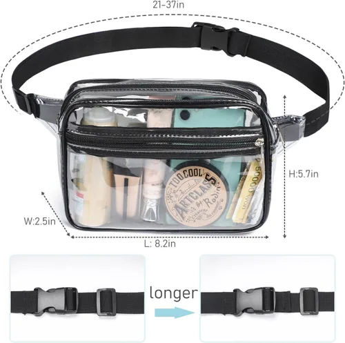 Miniatura 2 de Clear Fanny Pack Stadium Approved, Waterproof Fanny Pack for Women Men, Fashion Mini Belt Bag Transparent Waist Bag with Adjustable Strap for