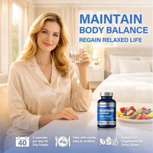 Miniatura 5 de icolorfuled Suplementos de neuropatía, salvador de nervios para neuropatía con 600 mg de ácido alfa lipoico y vitaminas B, fortalecen los nervios