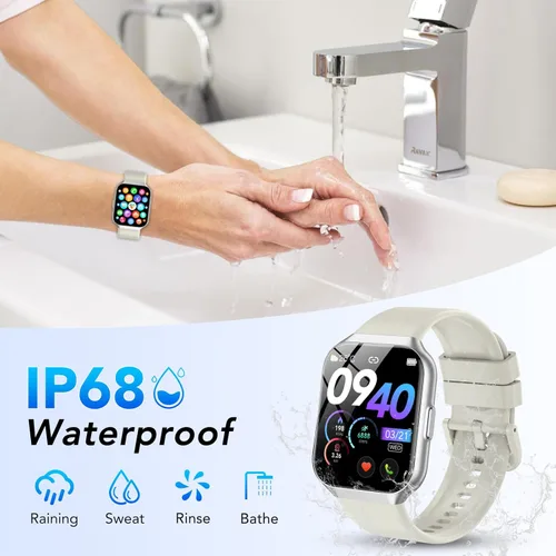 Miniatura 7 de Reloj inteligente para hombres y mujeres (respuesta/hacer llamadas), reloj de seguimiento de fitness de 1.96 pulgadas, resistente al agua IP68