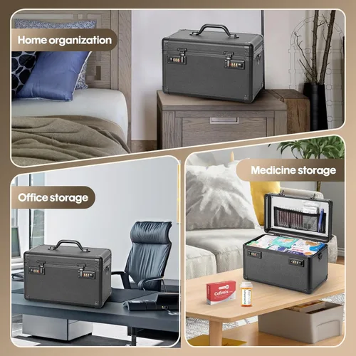 Miniatura 7 de LOCKCURX Caja de seguridad grande – Caja de seguridad con combinación de seguridad, caja de almacenamiento con bloqueo para artículos personales