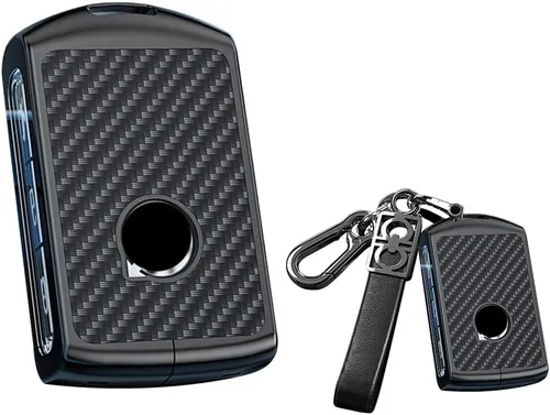 Miniatura 5 de SANRILY ABS+aleación de zinc sin llave para Volvo Key Fob Cover XC90 XC60 S60 XC40 S90 V60 Funda con llavero negro