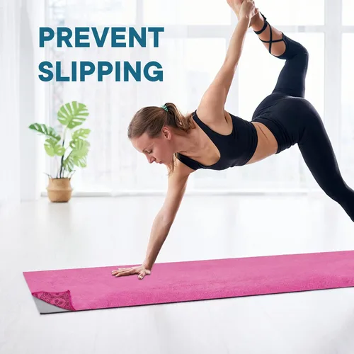 Miniatura 4 de Toallas de yoga, toalla antideslizante para esterilla de yoga caliente con puntos de agarre, manta de yoga de microfibra suave súper absorbente