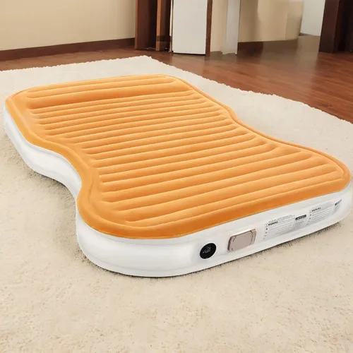 Miniatura 5 de KMZ Colchón de aire SUV con bomba incorporada y 2 almohadas, PVC flocado grueso, cama de aire de inflado rápido de 90 segundos, cama de aire Naranja