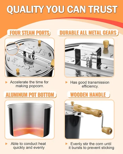 Miniatura 4 de Cook N Home - Olla palomera Aluminio negro