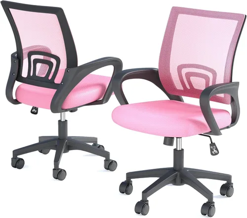Miniatura 14 de Silla de oficina ergonómica, silla de escritorio de malla con respaldo medio, silla de computadora, color negro Soporte lumbar, modo oscilante