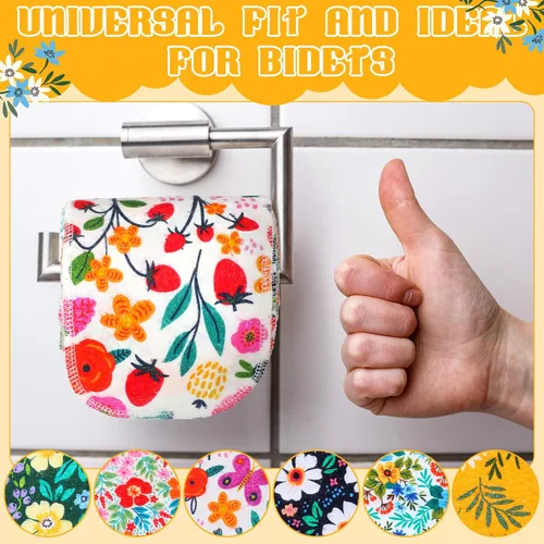 Miniatura 2 de FuWeave Paquete de 30 toallas de bidé reutilizables, lavables, suaves, para regalo, rollos sin papel, franela de algodón de 12 x 4.3 pulgadas, Floral