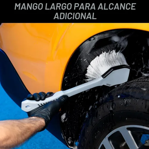 Miniatura 2 de VIKING Cepillo de lavado de coche, cepillo para ruedas y guardabarros, limpiador de neumáticos de mango largo para detallado de automóviles, 16.5
