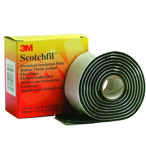 3M Scotchfil Masilla aislante eléctrica, 1-1/2 pulgadas x 60 pulgadas, negro, 1 rollo, adhesivo de masilla