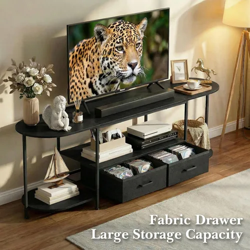Miniatura 4 de Faesun Soporte de TV de 55 pulgadas para televisores de hasta 55 pulgadas, consola multimedia de borde curvado y centro de entretenimiento con 2