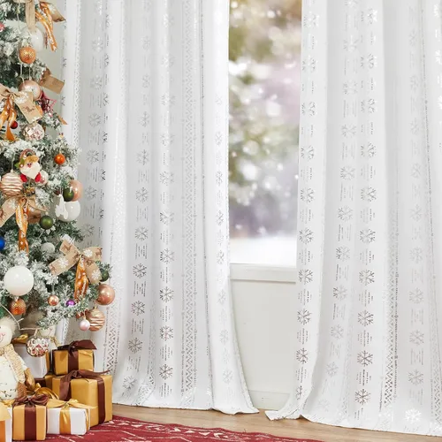 Miniatura 7 de COLLACT Cortinas bohemias de invierno de 84 pulgadas de largo, con ojales filtrantes de luz, para sala de estar o dormitorio, 2 paneles, decoración