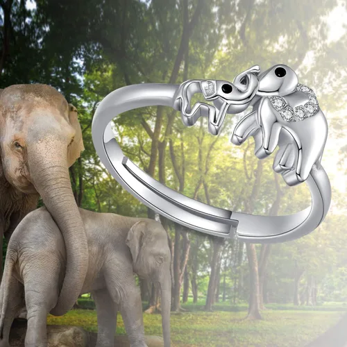 Miniatura 5 de TANGPOET Sterling Silver Animal Ring for Women Adjustable Rings Dainty Jewelry Christmas Gifts for Girls Mom Daughter