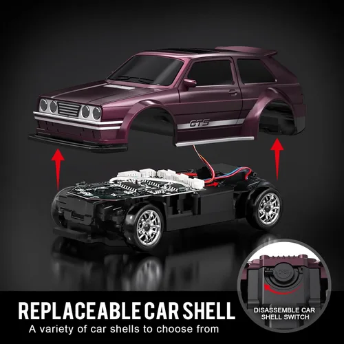 Miniatura 5 de 1/43 Mini Auto RC de Drift con Giroscopio, Auto RC Proportacional 4WD, Autos RC de Grado Hobby 2.4GHZ, Vehículo Modelo RTR, Alta Velocidad de Granate