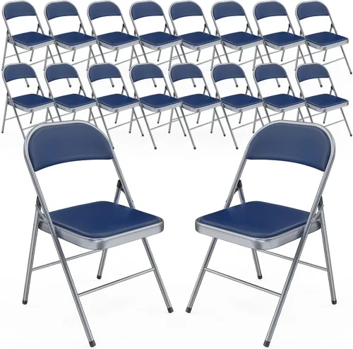 Miniatura 17 de Bonnlo Silla Plegable con Cómodo Cojín Acolchado y Respaldo, Sillas Plegables Portátiles para Exterior, Eventos de Oficina, Bodas, Cuero Pu, 4 Negras