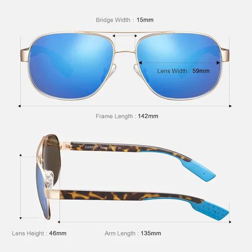 Miniatura 4 de CARFIA Gafas de sol clásicas para hombre de metal polarizadas protección UV CA5377
